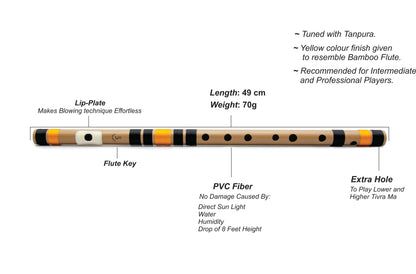 राधे फ्लूट्स पीवीसी फाइबर सी प्राकृतिक बांसुरी मध्य सप्तक 20.5"इंच